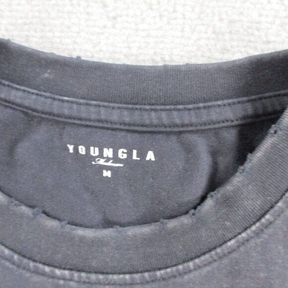 YOUNGLA Anarchy Cropped Tank Men Medium Black Wash Cut Off Sleeveless Distressed - Picture 8 of 9